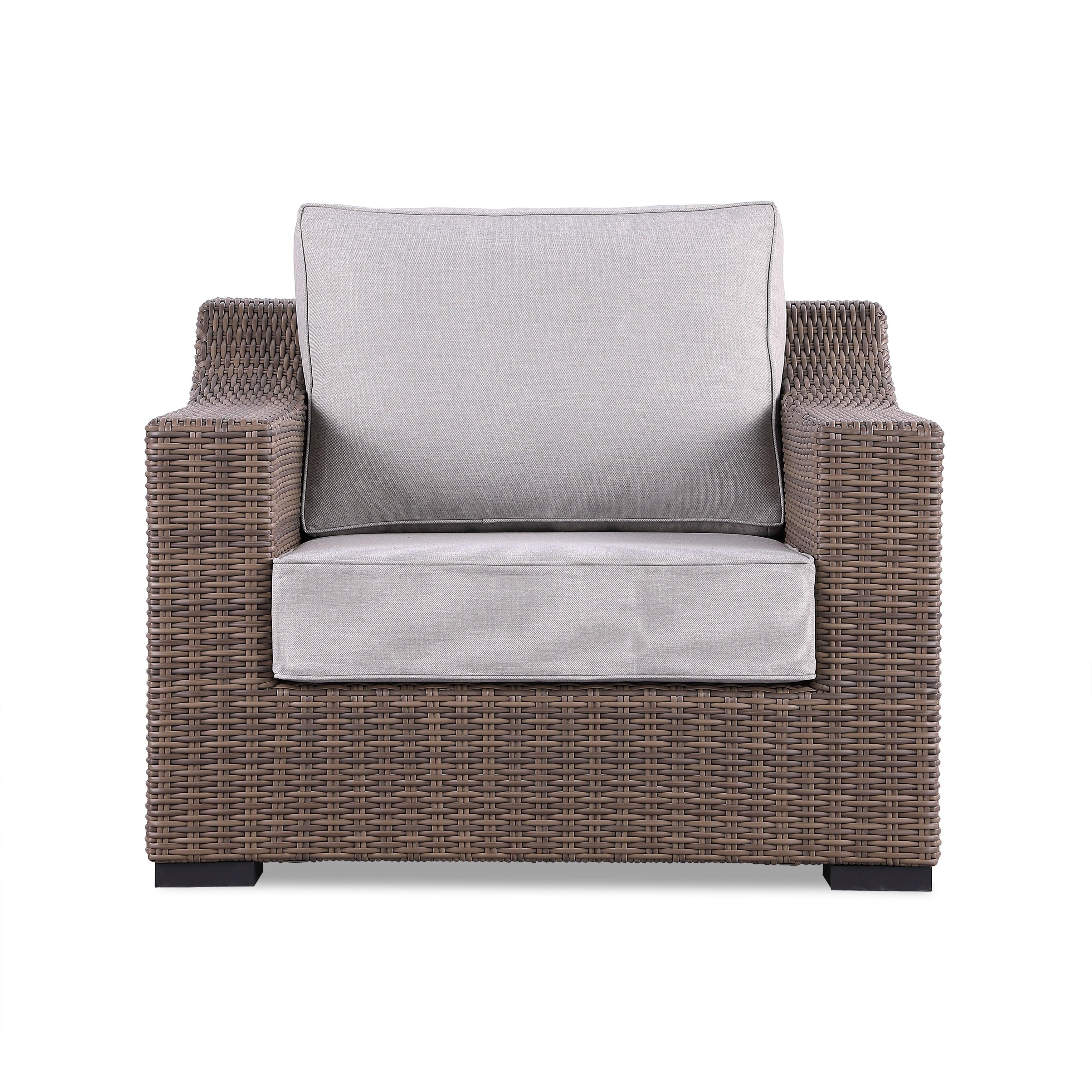 4-Piece Manhattan Rustic Wicker Sofa Set with Tempered Glass