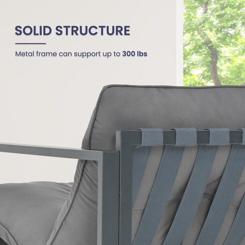 4-Piece Metal Outdoor Patio Conversation Sets with Cushions