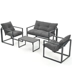 4-Piece Metal Outdoor Patio Conversation Sets with Cushions