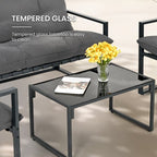 4-Piece Metal Outdoor Patio Conversation Sets with Cushions