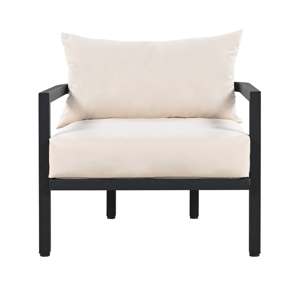 4-Piece Outdoor 5-Seater Steel Cnversation Sofa Set with Coffee Table, Waterproof, Anti-rust and Anti-UV