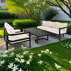 4-Piece Outdoor 5-Seater Steel Cnversation Sofa Set with Coffee Table, Waterproof, Anti-rust and Anti-UV