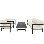 4-Piece Outdoor 5-Seater Steel Cnversation Sofa Set with Coffee Table, Waterproof, Anti-rust and Anti-UV