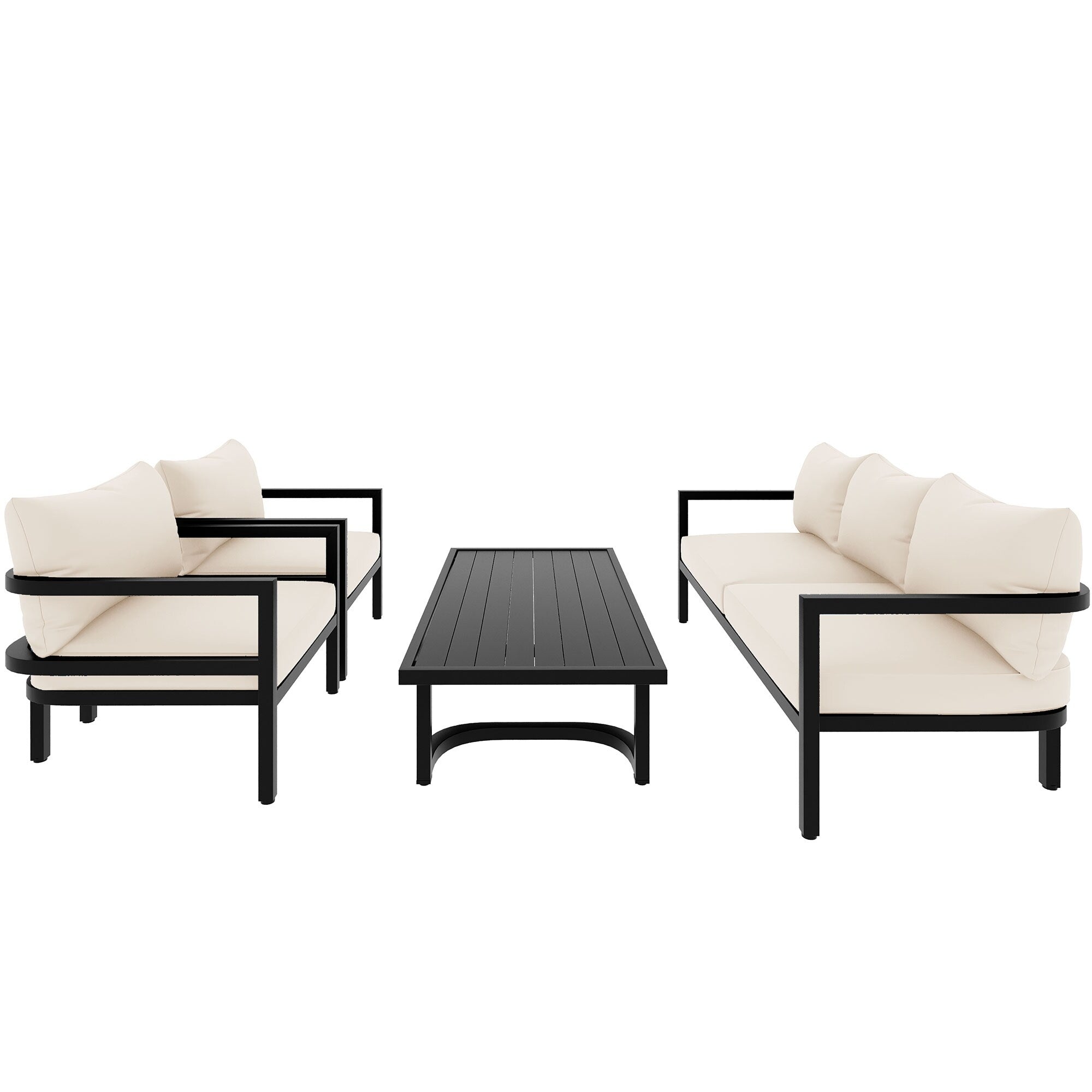 4-Piece Outdoor 5-Seater Steel Cnversation Sofa Set with Coffee Table, Waterproof, Anti-rust and Anti-UV