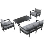 4-Piece Outdoor 5-Seater Steel Cnversation Sofa Set with Coffee Table, Waterproof, Anti-rust and Anti-UV
