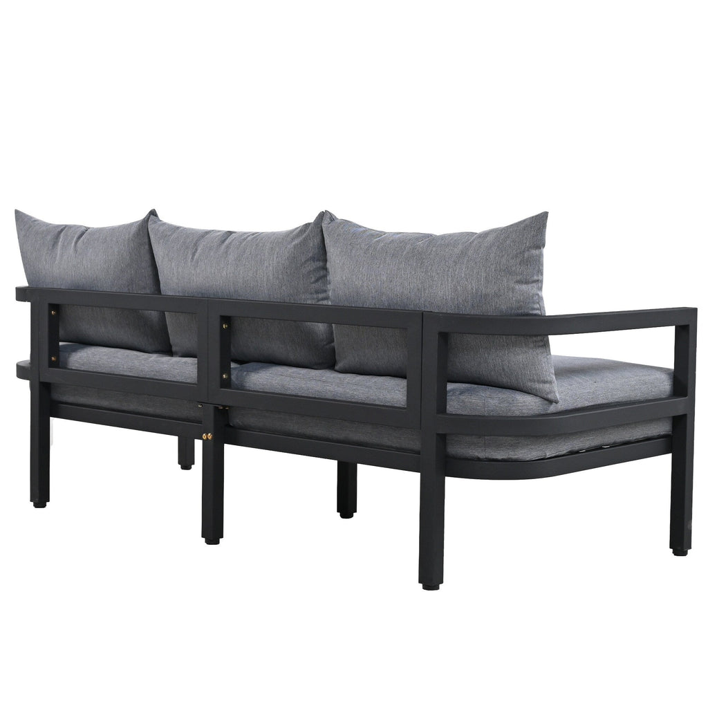 4-Piece Outdoor 5-Seater Steel Cnversation Sofa Set with Coffee Table, Waterproof, Anti-rust and Anti-UV