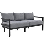 4-Piece Outdoor 5-Seater Steel Cnversation Sofa Set with Coffee Table, Waterproof, Anti-rust and Anti-UV