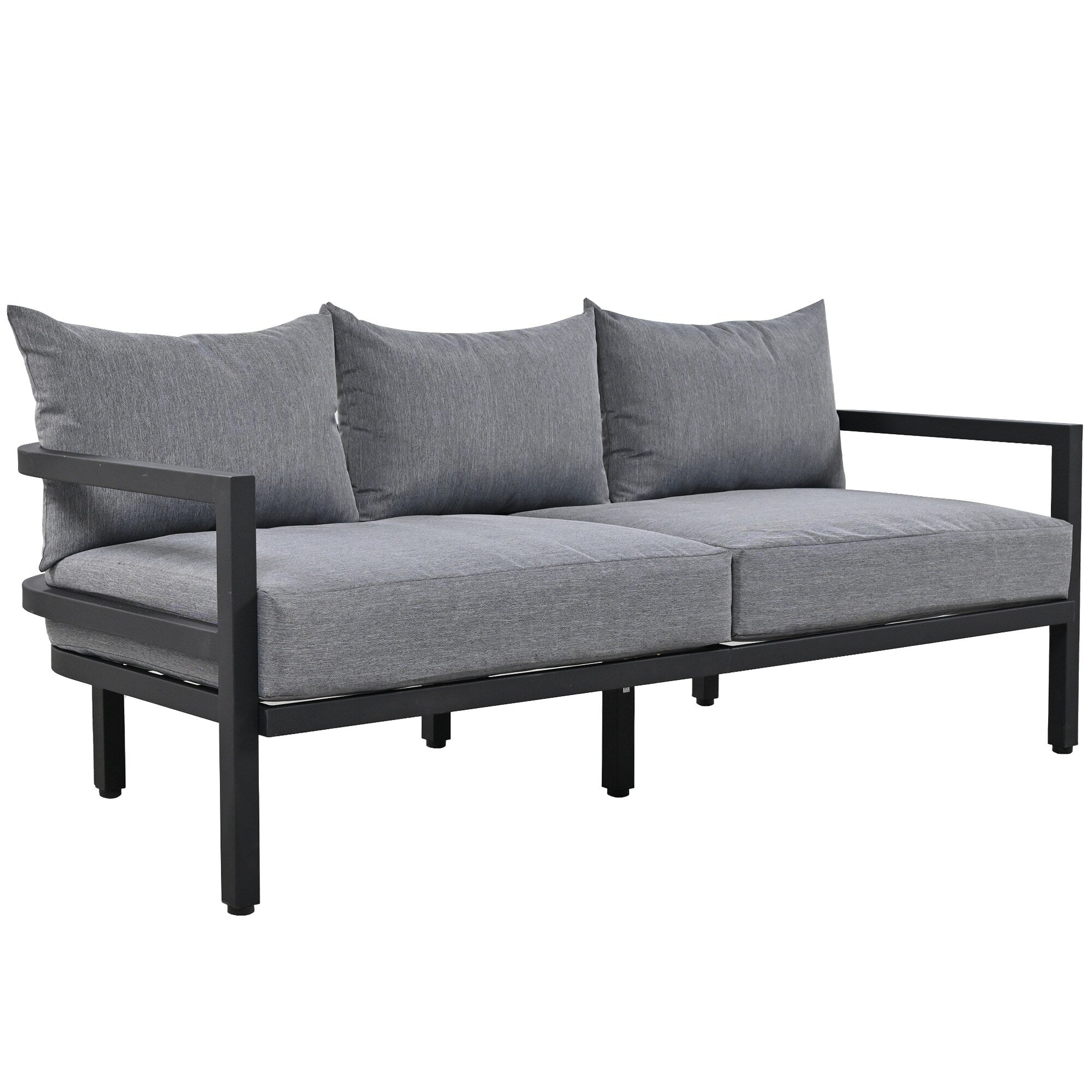 4-Piece Outdoor 5-Seater Steel Cnversation Sofa Set with Coffee Table, Waterproof, Anti-rust and Anti-UV