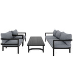 4-Piece Outdoor 5-Seater Steel Cnversation Sofa Set with Coffee Table, Waterproof, Anti-rust and Anti-UV