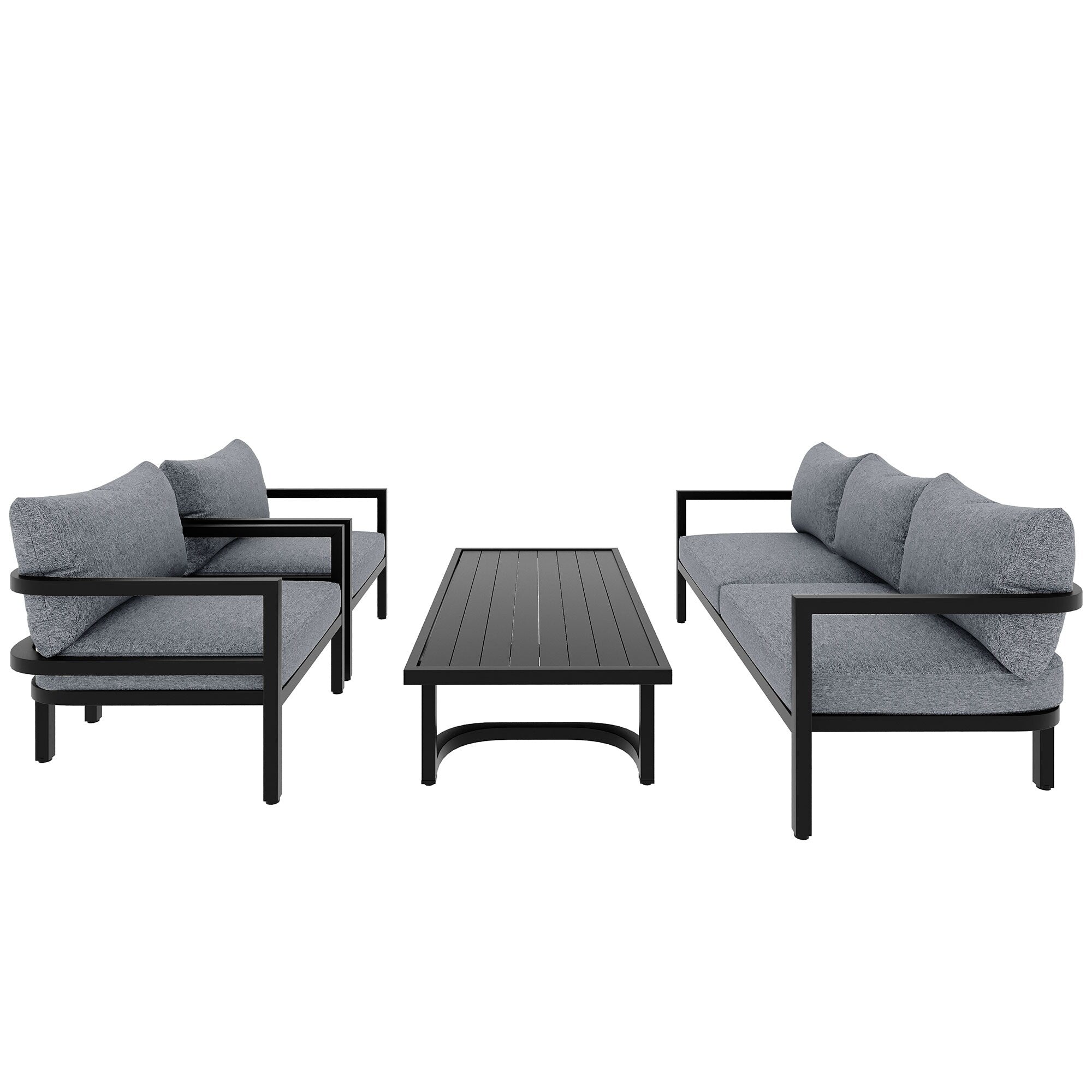 4-Piece Outdoor 5-Seater Steel Cnversation Sofa Set with Coffee Table, Waterproof, Anti-rust and Anti-UV