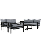 4-Piece Outdoor 5-Seater Steel Cnversation Sofa Set with Coffee Table, Waterproof, Anti-rust and Anti-UV