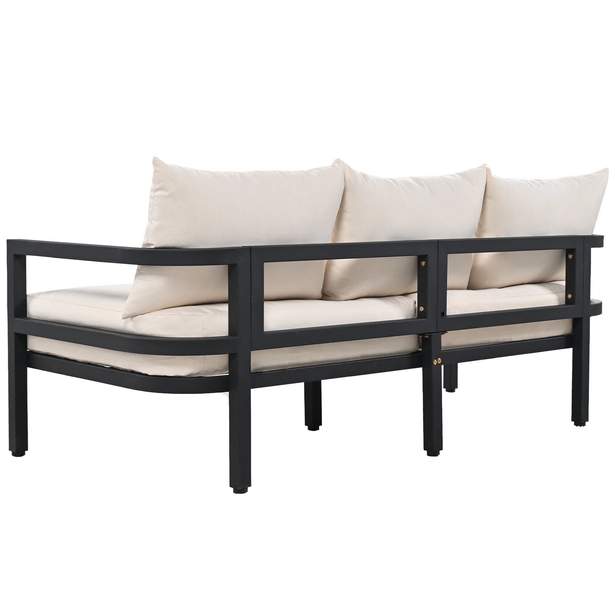 4-Piece Outdoor 5-Seater Steel Cnversation Sofa Set with Coffee Table, Waterproof, Anti-rust and Anti-UV