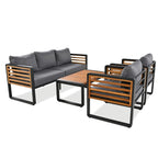 4-Piece Outdoor Patio Furniture Set Bistro Set, Patio Conversation Set w/ Coffee Table & Removable Cushion, Outdoor Seating Set