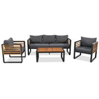 4-Piece Outdoor Patio Furniture Set Bistro Set, Patio Conversation Set w/ Coffee Table & Removable Cushion, Outdoor Seating Set