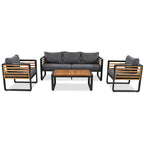 4-Piece Outdoor Patio Furniture Set Bistro Set, Patio Conversation Set w/ Coffee Table & Removable Cushion, Outdoor Seating Set