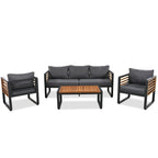 4-Piece Outdoor Patio Furniture Set Bistro Set, Patio Conversation Set w/ Coffee Table & Removable Cushion, Outdoor Seating Set
