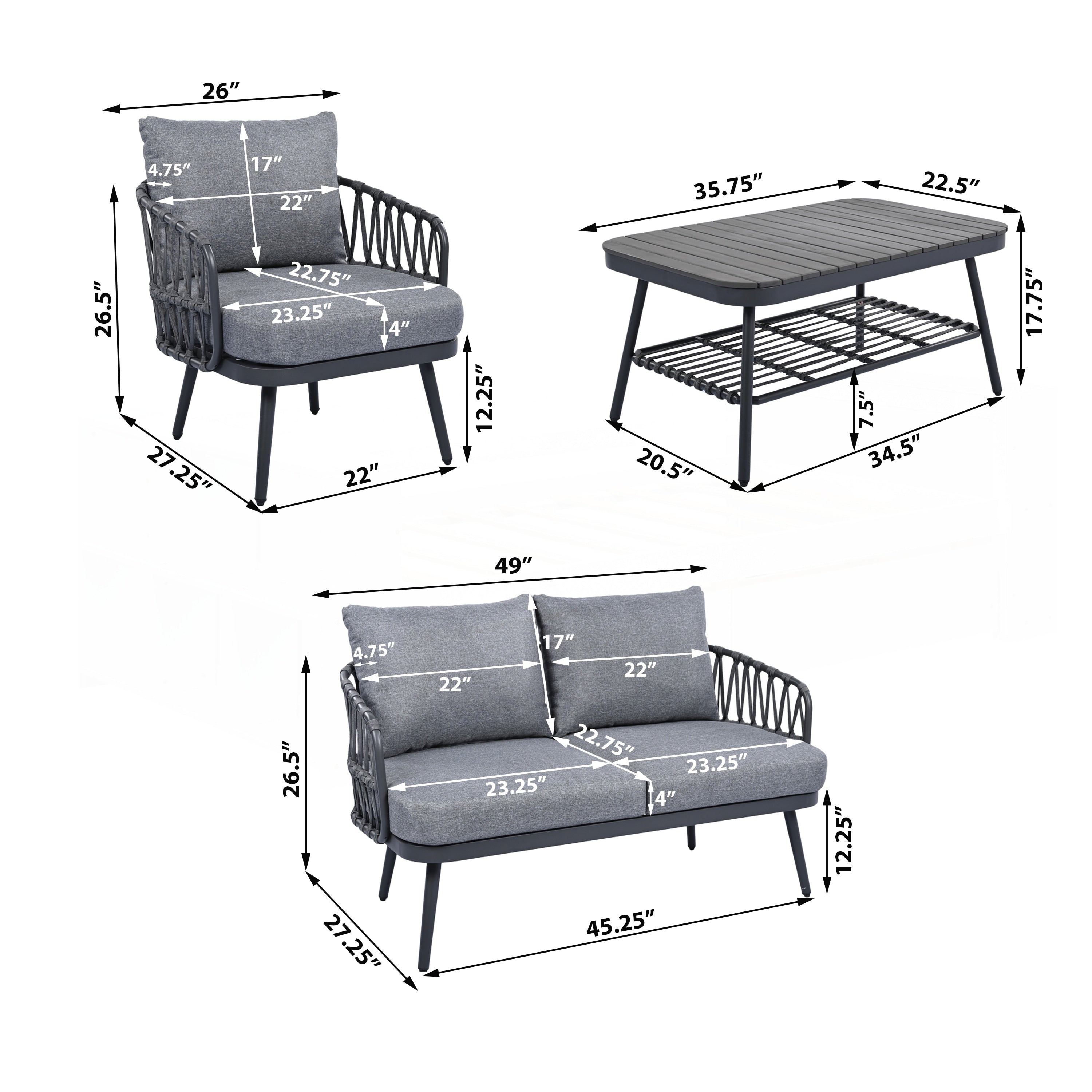 4-Piece Outdoor Patio Furniture Set