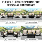 4 Piece Outdoor Patio Furniture, Metal Conversation Set