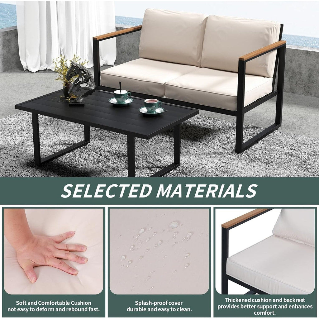 4 Piece Outdoor Patio Furniture, Metal Conversation Set