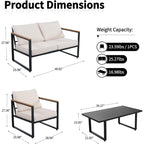 4 Piece Outdoor Patio Furniture, Metal Conversation Set