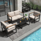 4 Piece Outdoor Patio Furniture, Metal Conversation Set
