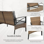 4-Piece Outdoor Patio Rattan Furniture Set, Thick Cushions&Side Table - 1 Table+2 Single chairs+1 Loveseat