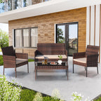 4-Piece Outdoor Patio Wicker Furniture Set w/Table,Loveseat,2Chairs