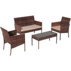 4-Piece Outdoor Patio Wicker Furniture Set w/Table,Loveseat,2Chairs
