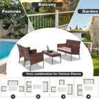 4-Piece Outdoor Patio Wicker Furniture Set w/Table,Loveseat,2Chairs