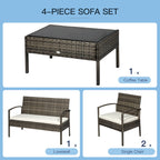 4 Piece Outdoor Rattan Wicker Patio Conversation Set