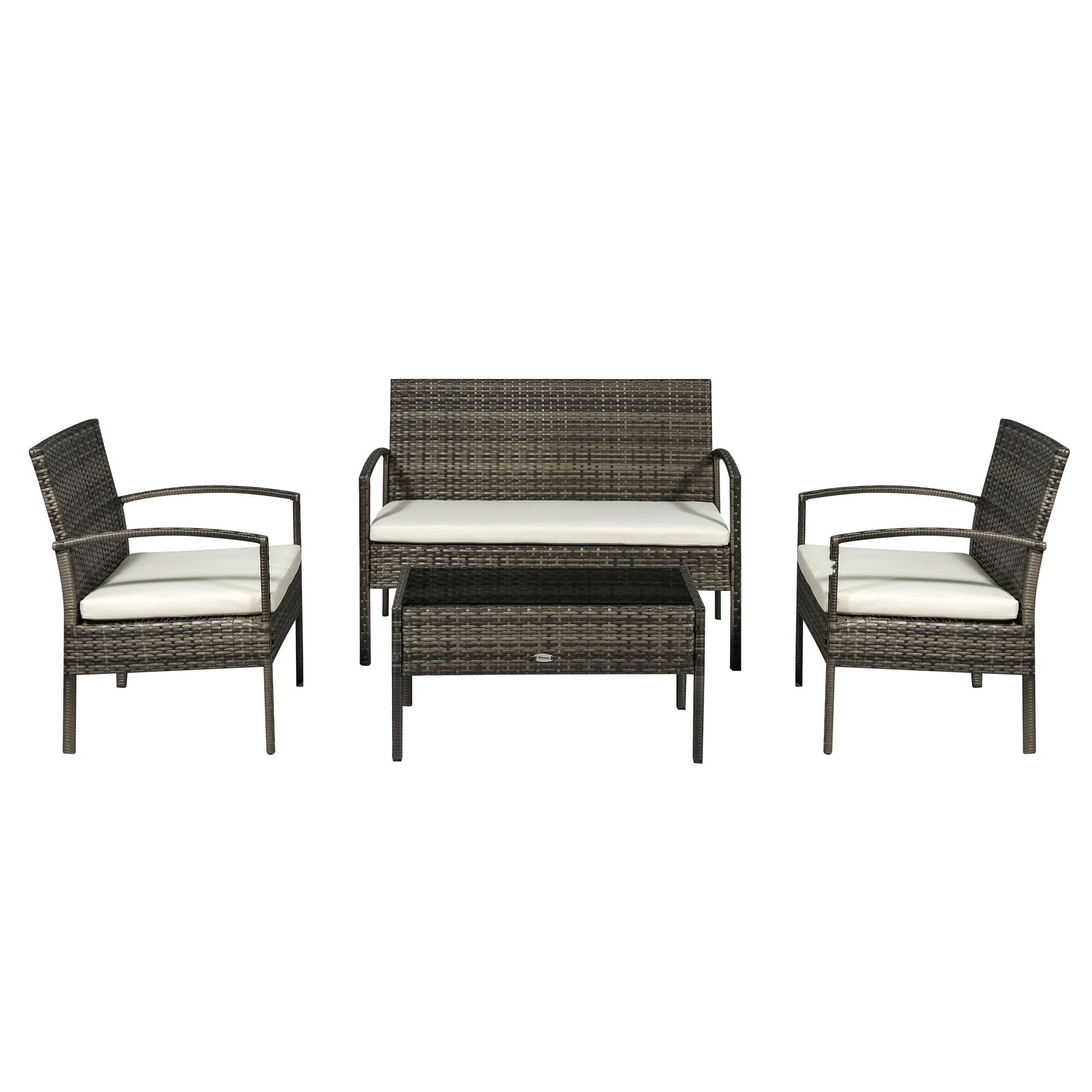 4 Piece Outdoor Rattan Wicker Patio Conversation Set