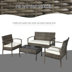 4 Piece Outdoor Rattan Wicker Patio Conversation Set