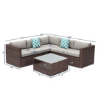 4-Piece Patio Conversation Set Patio Furniture Set With Thick Cushions,Outdoor Sectional Sofa Outdoor Wicker Sofa W Coffee Table