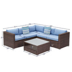 4-Piece Patio Conversation Set Patio Furniture Set With Thick Cushions,Outdoor Sectional Sofa Outdoor Wicker Sofa W Coffee Table