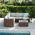 4-Piece Patio Conversation Set Patio Furniture Set With Thick Cushions,Outdoor Sectional Sofa Outdoor Wicker Sofa W Coffee Table