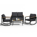 4-Piece Patio Conversation Set with Cushions Rocking Chairs