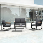 4-Piece Patio Conversation Set with Cushions Rocking Chairs