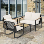 4-Piece Patio Conversation Set with Cushions Rocking Chairs