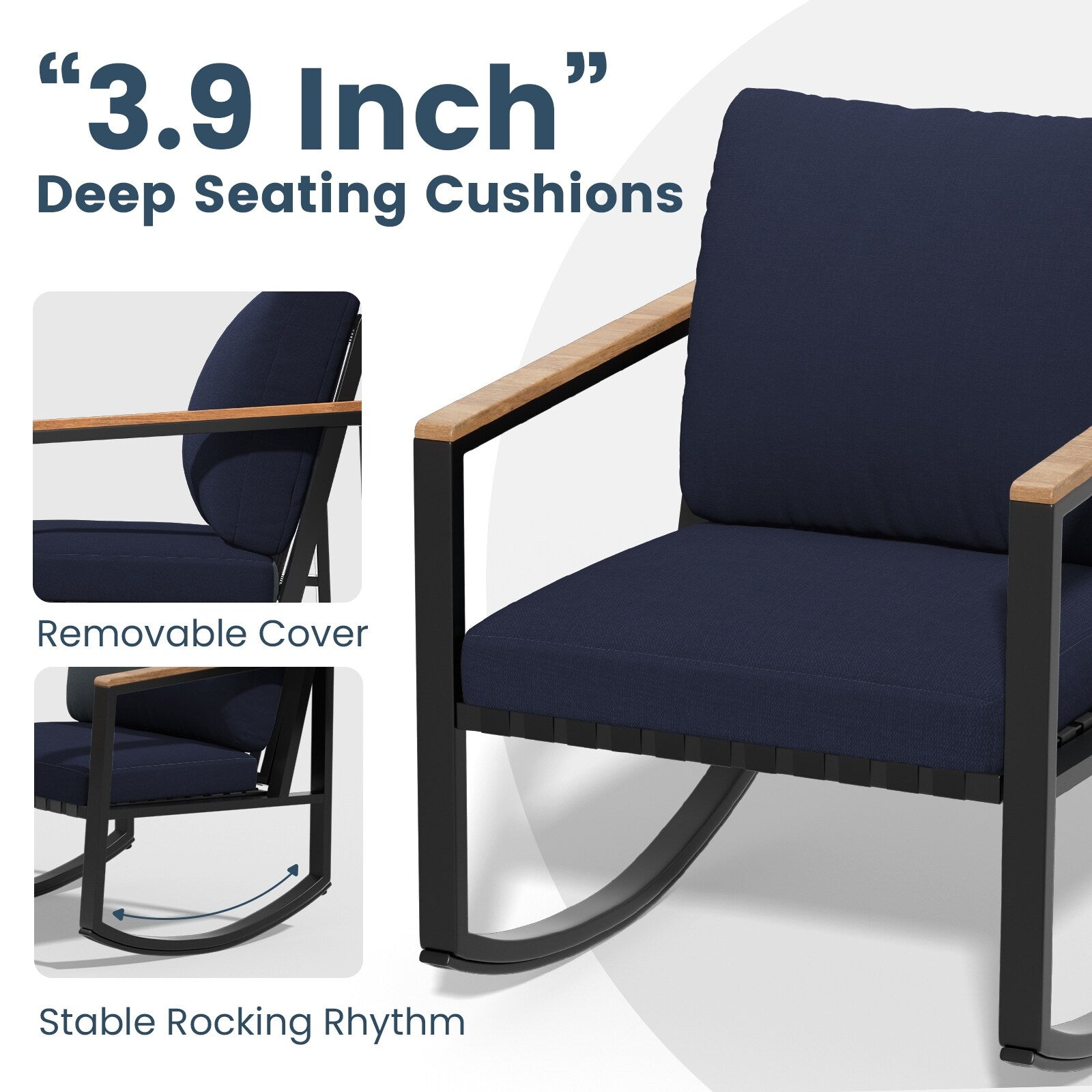 4-Piece Patio Conversation Set with Cushions Rocking Chairs