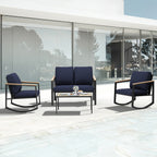 4-Piece Patio Conversation Set with Cushions Rocking Chairs