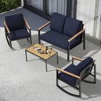 4-Piece Patio Conversation Set with Cushions Rocking Chairs
