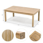 4-Piece Wood-grain Aluminum Patio Conversation Set with Rattan Chair Back and Cushions