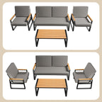 4-Piece Solid Wood Outdoor Patio Lounge Set with Removable Cushion Covers