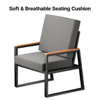 4-Piece Solid Wood Outdoor Patio Lounge Set with Removable Cushion Covers