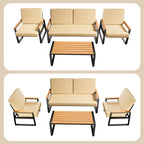 4-Piece Solid Wood Outdoor Patio Lounge Set with Removable Cushion Covers