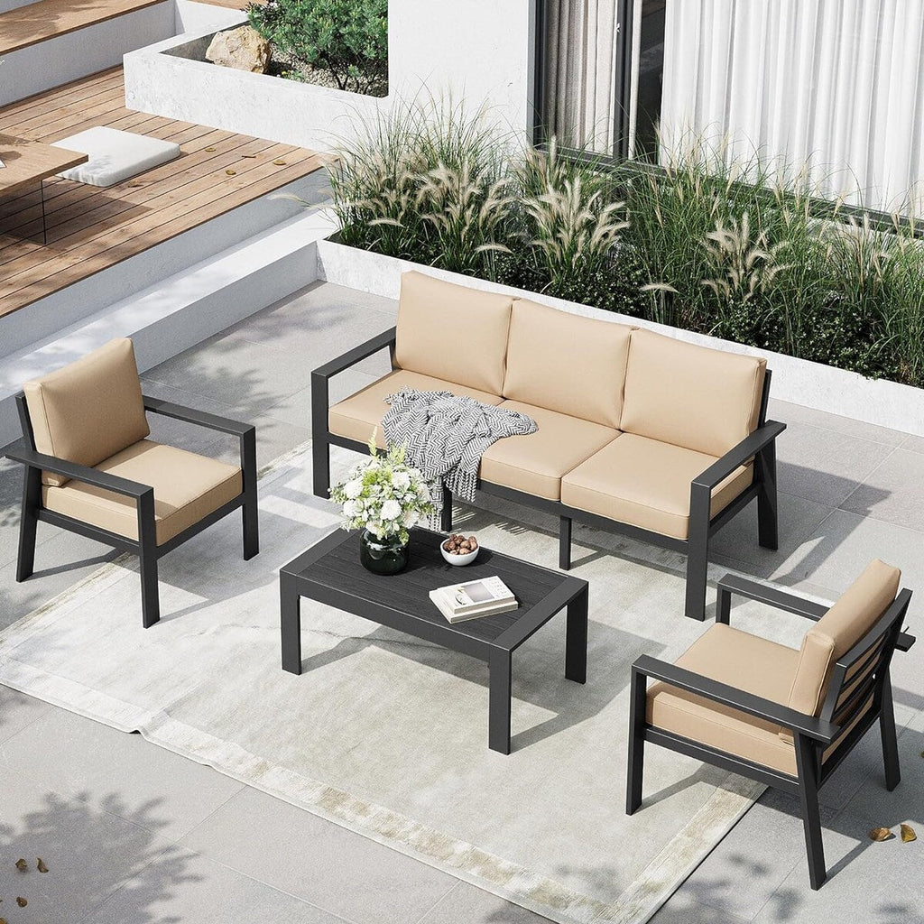 4 Pieces Patio Furniture Set Outdoor Aluminum Furniture Set