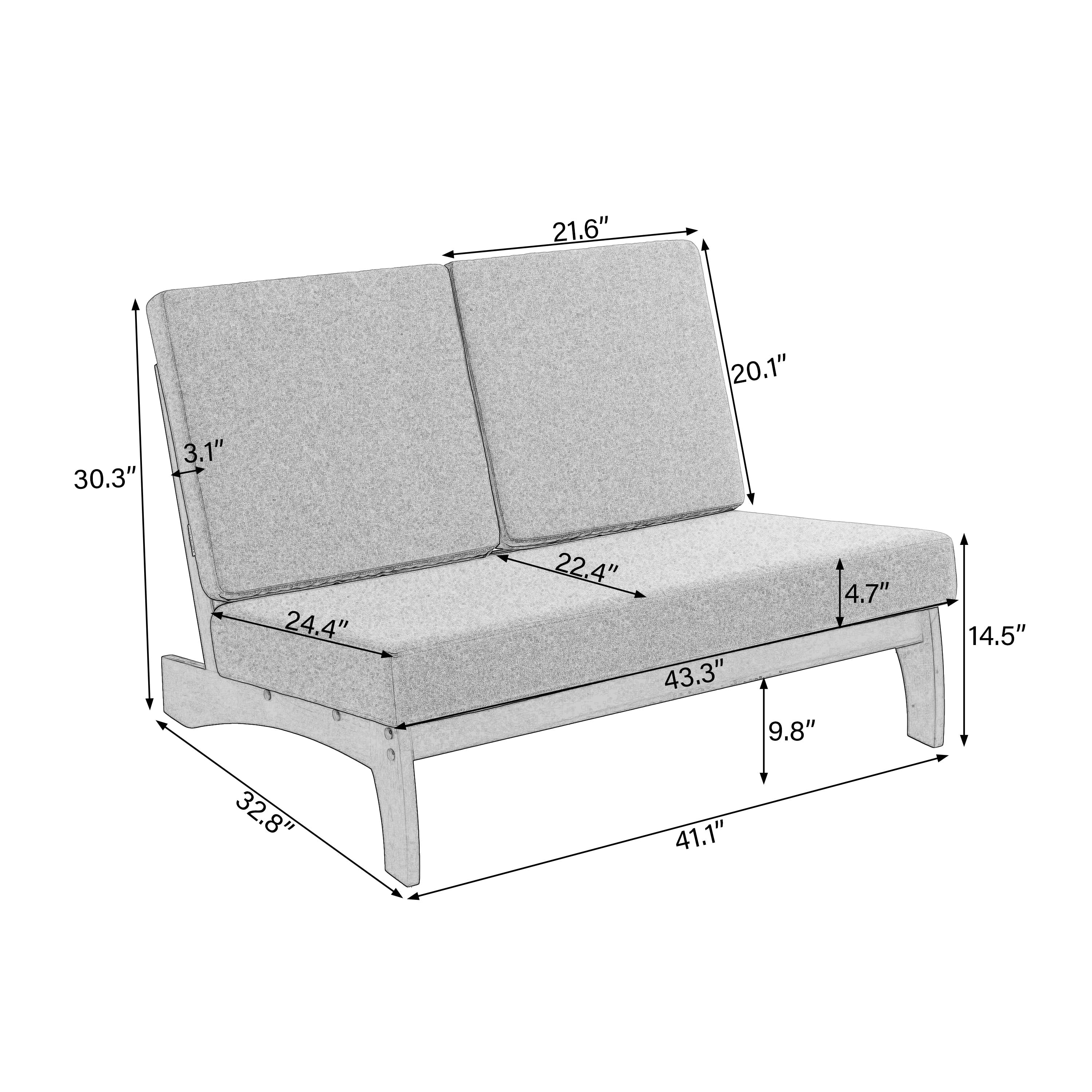4 Pieces Wood Sectional Sofa Patio Conversation Set With Cushion