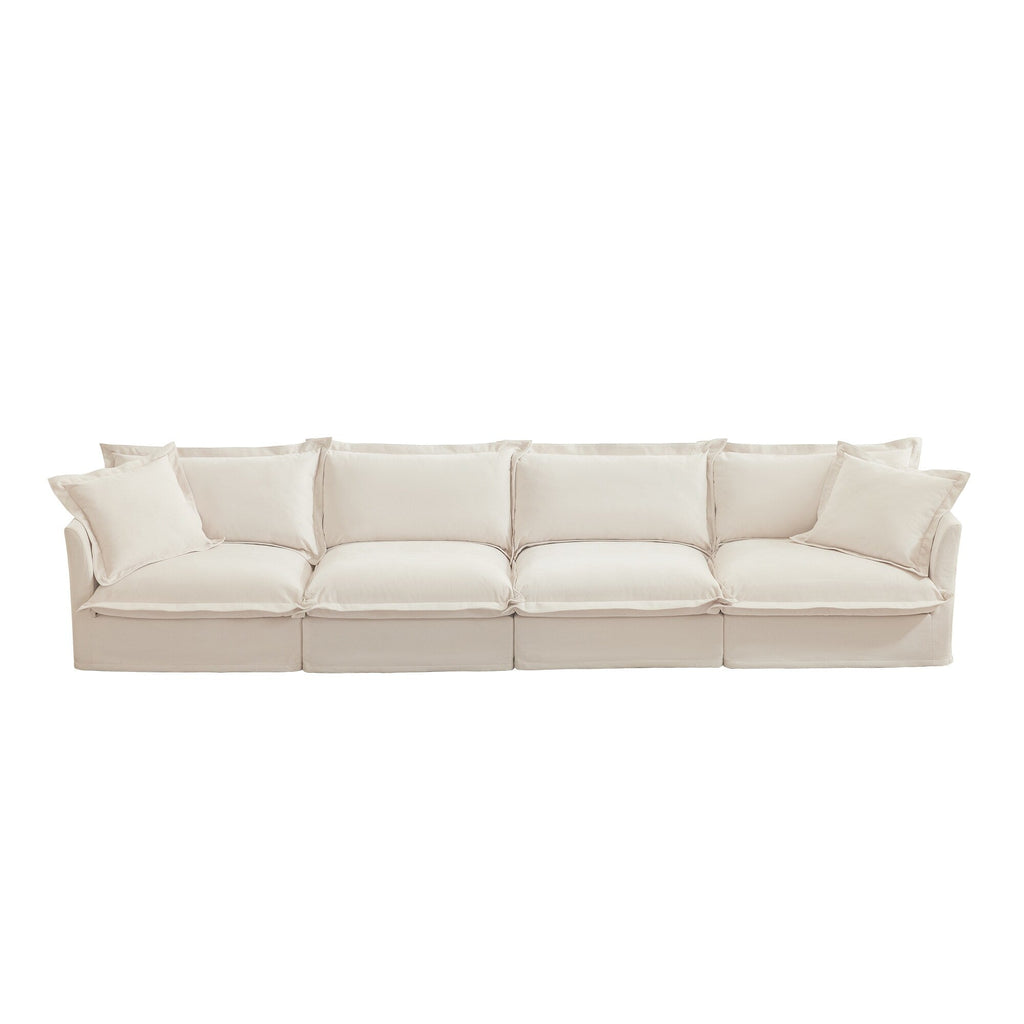 4-Seater Chenille Sofa with Removable Cover for Living Room