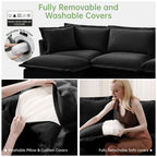 4-Seater Chenille Sofa with Removable Cover for Living Room