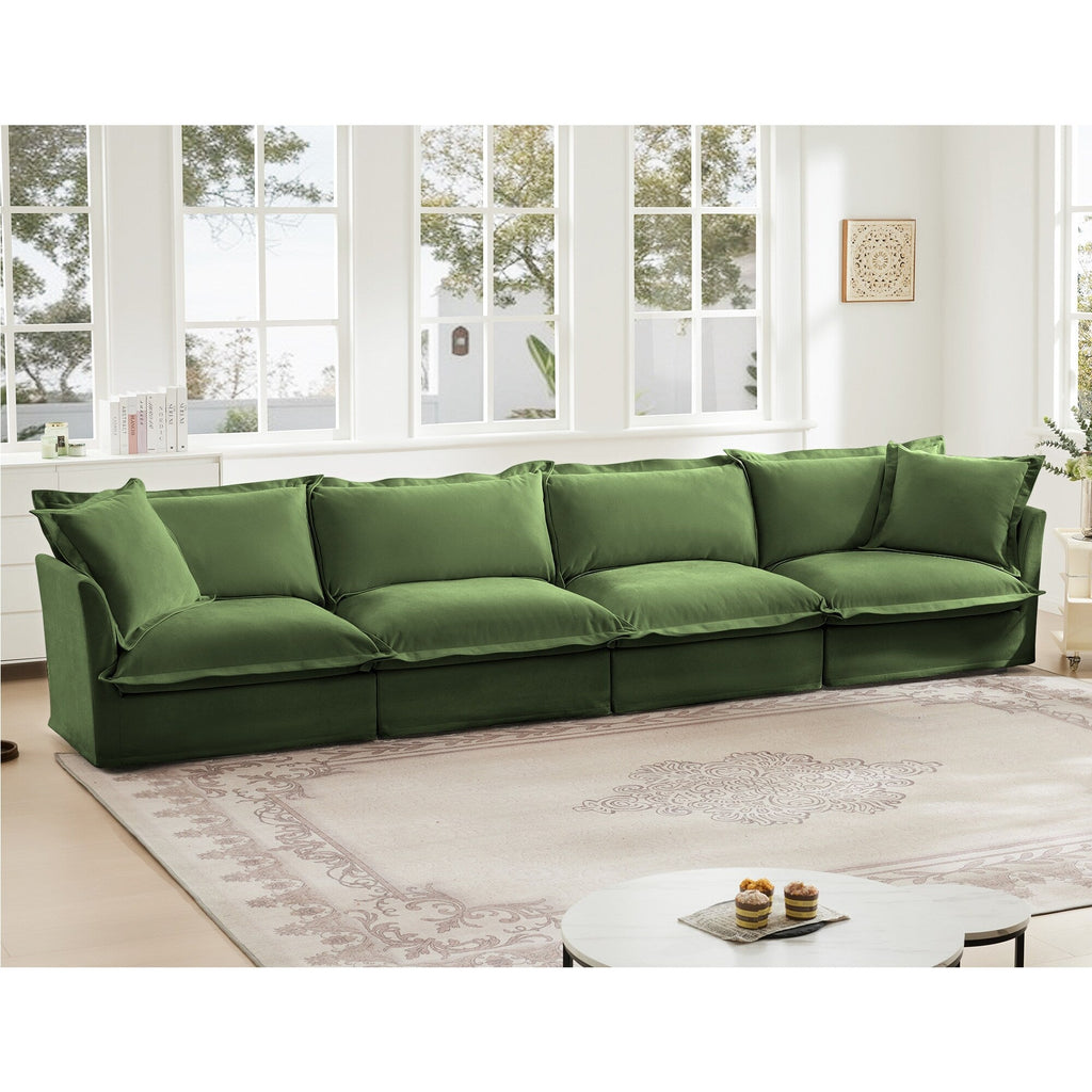 4-Seater Chenille Sofa with Removable Cover for Living Room